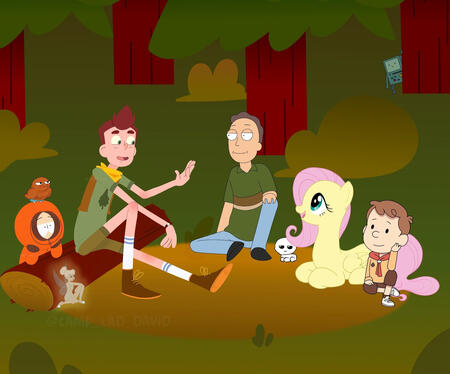 Crossover art - Camp camp style background.
